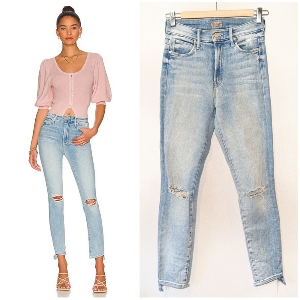 Mother The Stunner Zip Ankle Step Chew Jeans In‎ Poisoned Petals Size 26